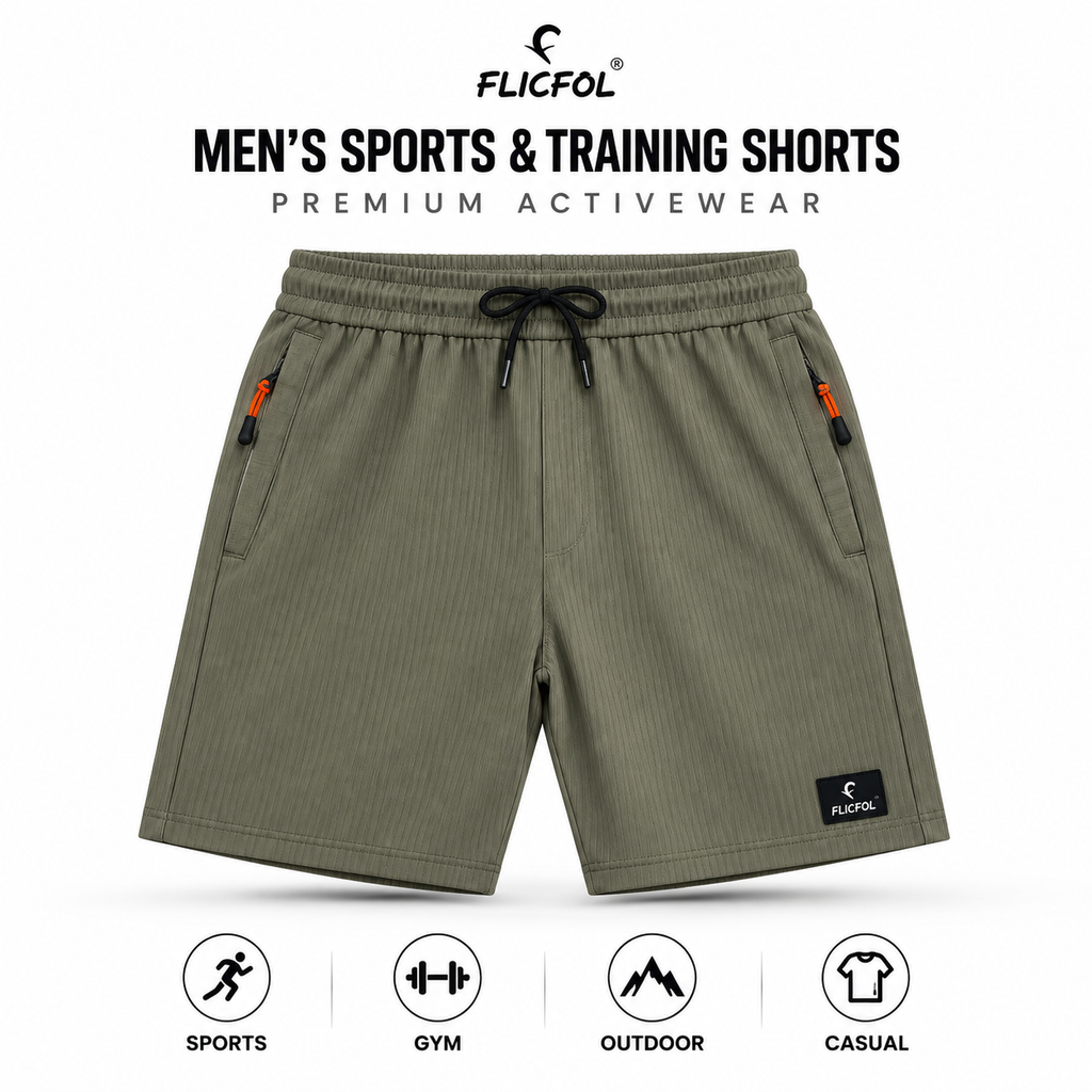FLICFOL Men Lightgrey Shorts with Zipper Pockets