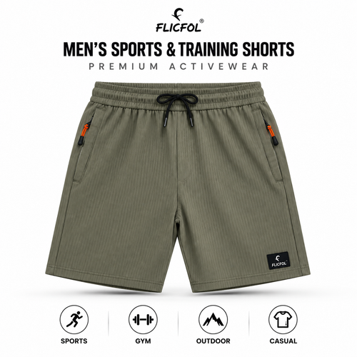FLICFOL Men Lightgrey Shorts with Zipper Pockets