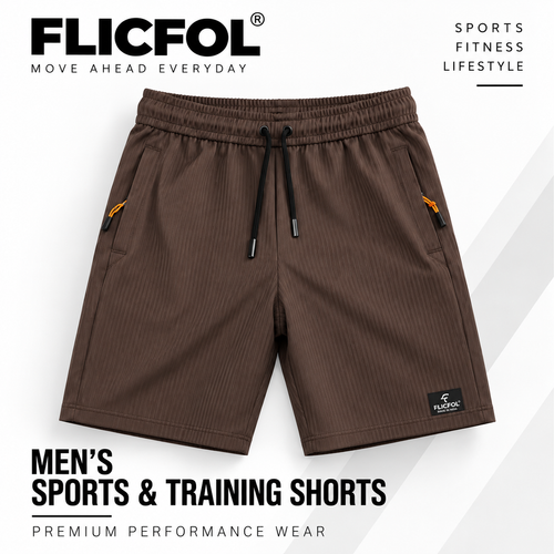FLICFOL Men Brown Shorts with Zipper Pockets