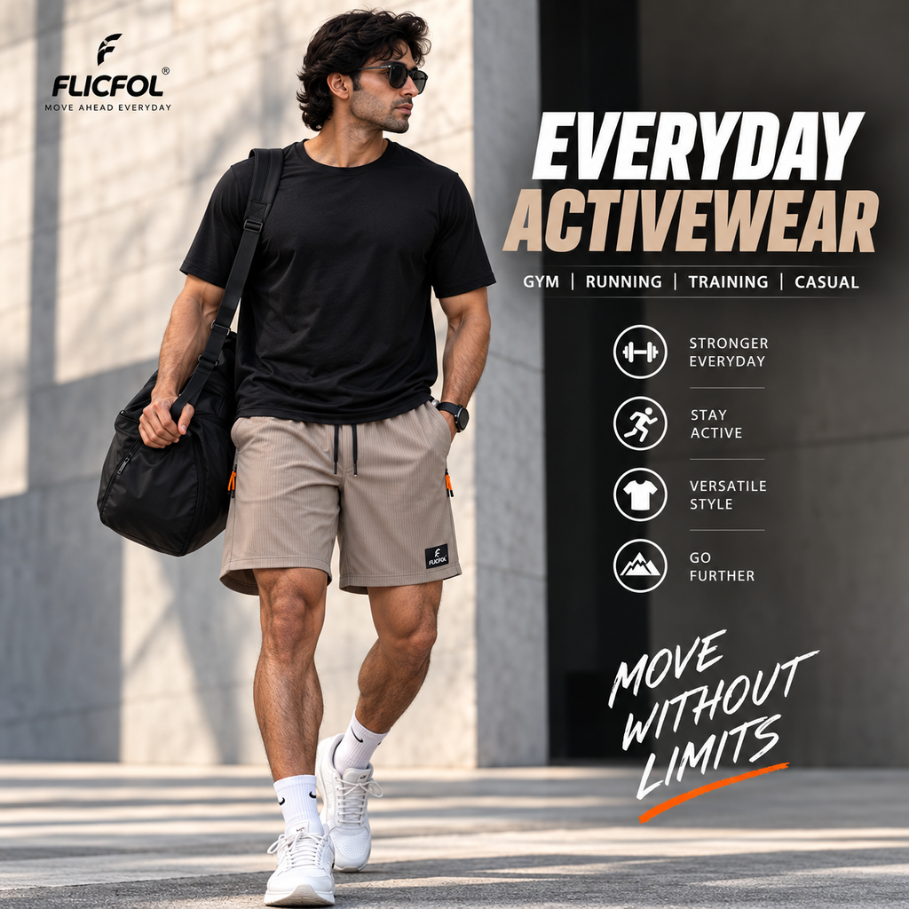 FLICFOL Men Cream Shorts with Zipper Pockets