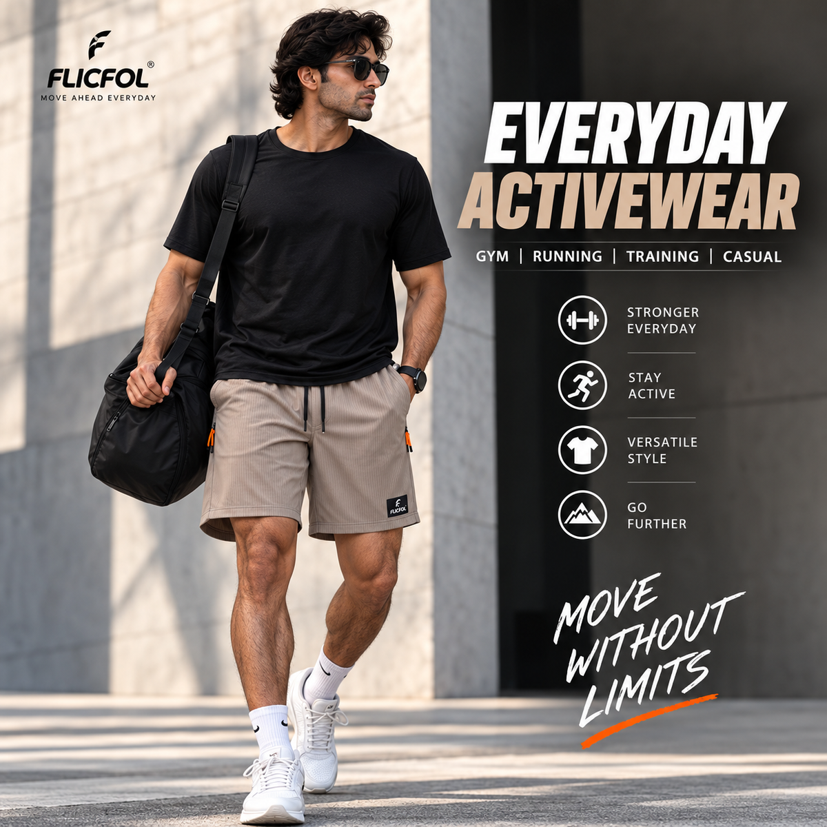 FLICFOL Men Cream Shorts with Zipper Pockets
