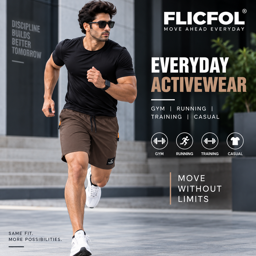FLICFOL Men Brown Shorts with Zipper Pockets