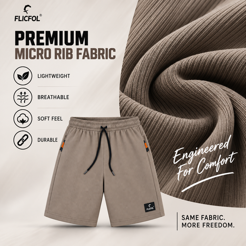 FLICFOL Men Cream Shorts with Zipper Pockets